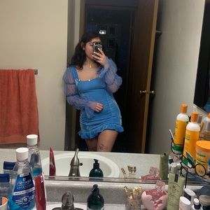 Dolls Kill Sugar Thrillz Blue Long Sleeve Dress